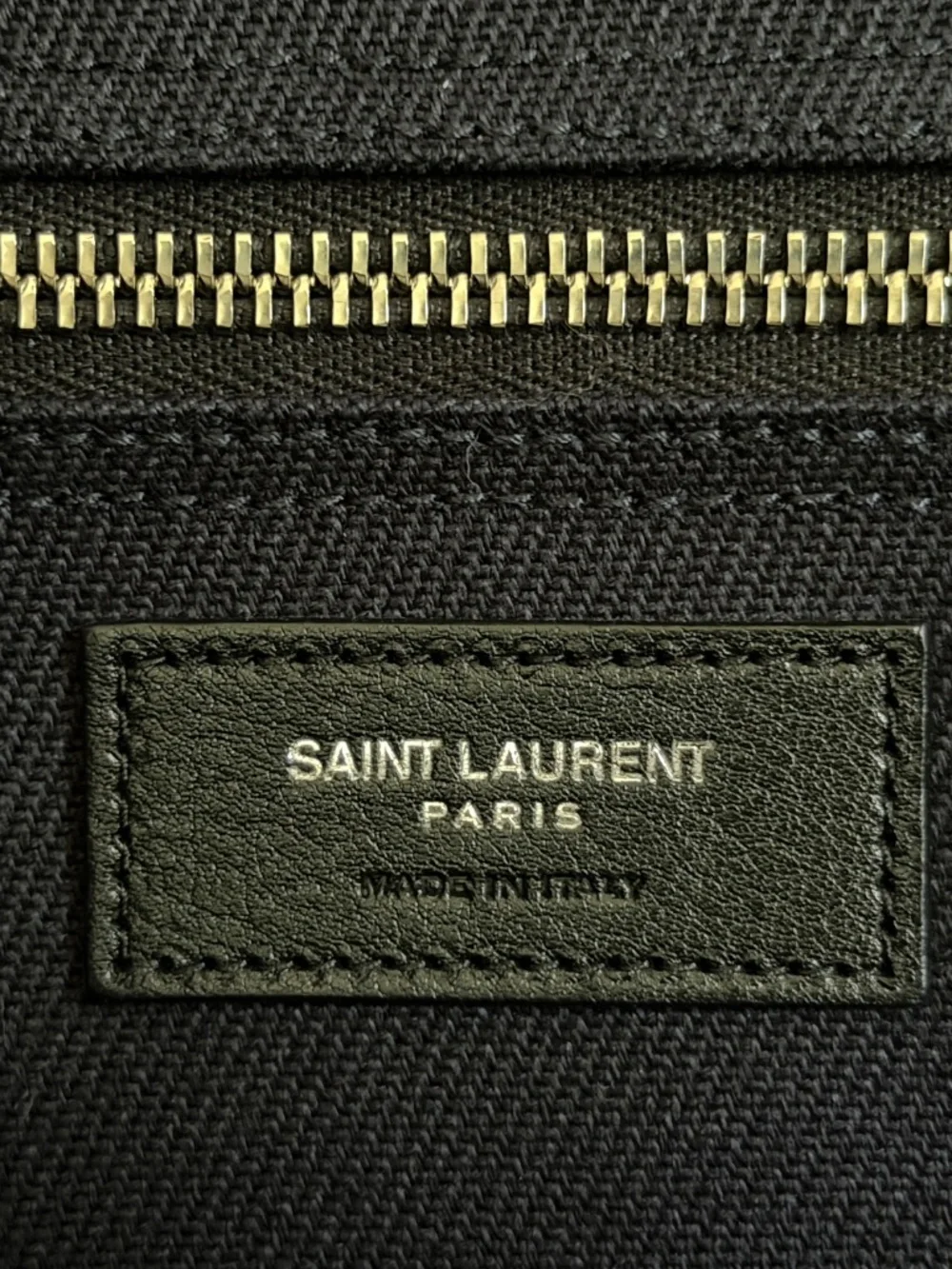 Saint Laurent YSL Rive Gauche Navy Black Canvas Logo Leather Tote Bag